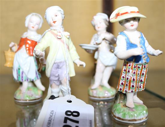 Four small Berlin porcelain figures (one a.f)